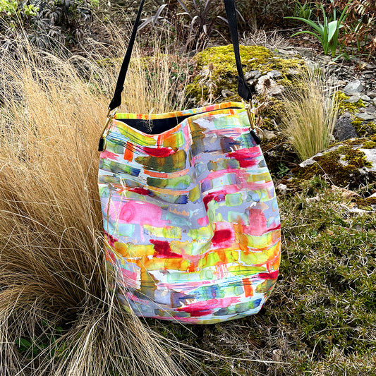 Abstract Needle Cord Slouch Bag
